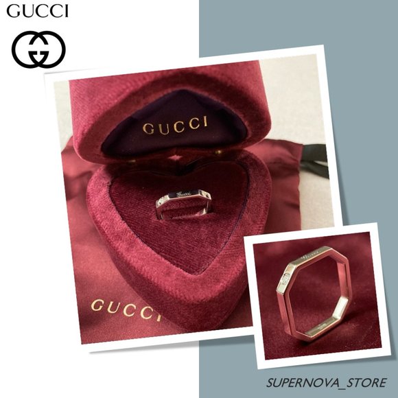 Gucci Jewelry - Gucci 18K Gold Diamond Ring Octagonal Band 6.5 New
